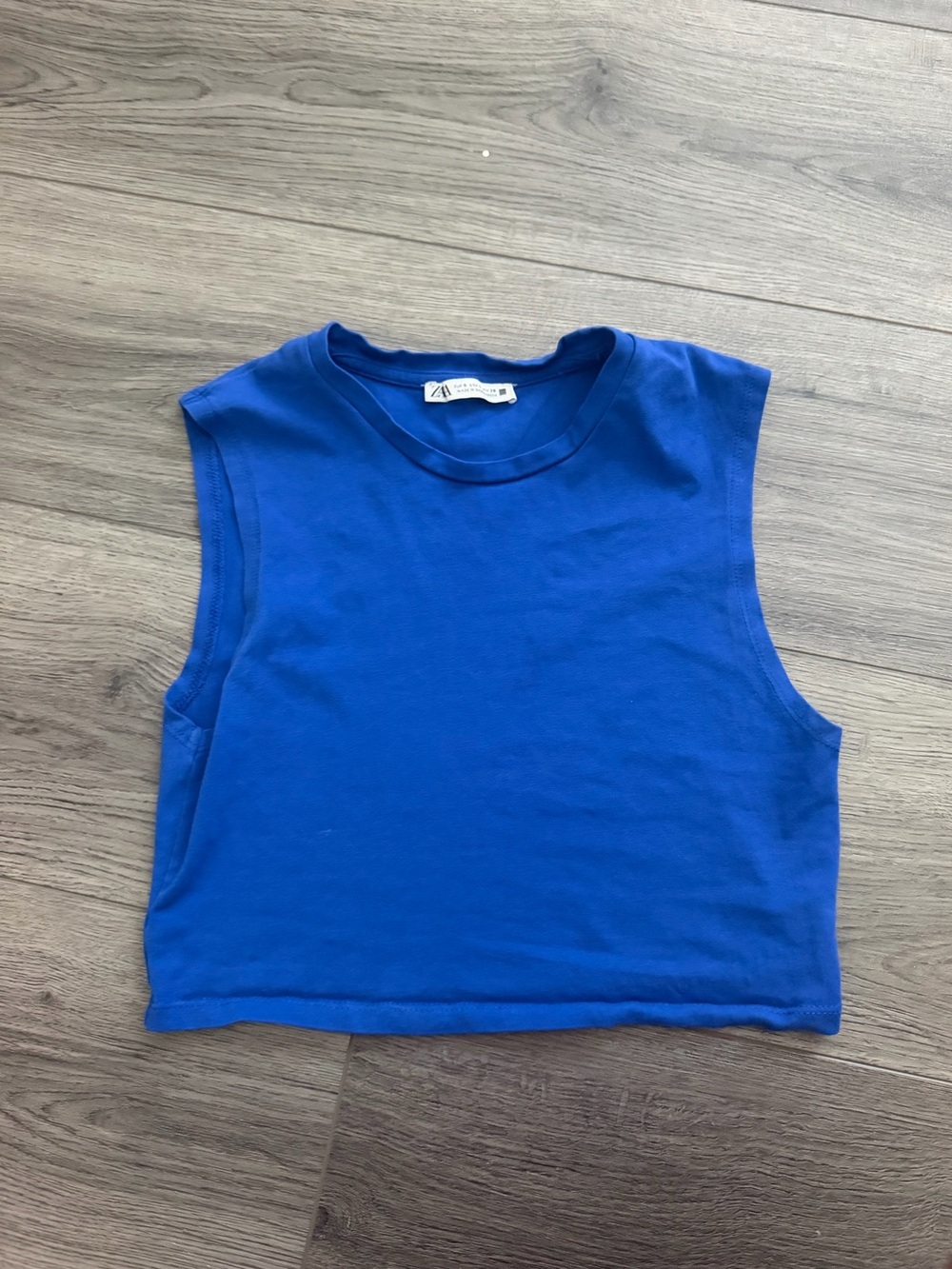 Zara Hugh neck blue tank top